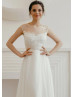 Ivory Lace Chiffon Sheer Back Airy Wedding Dress